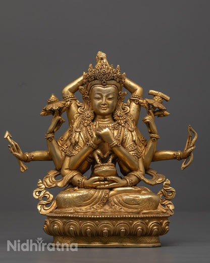 Handcrafted Namasangati Statue with detailed mukut crown and chögu robe in vibrant acrylic colors