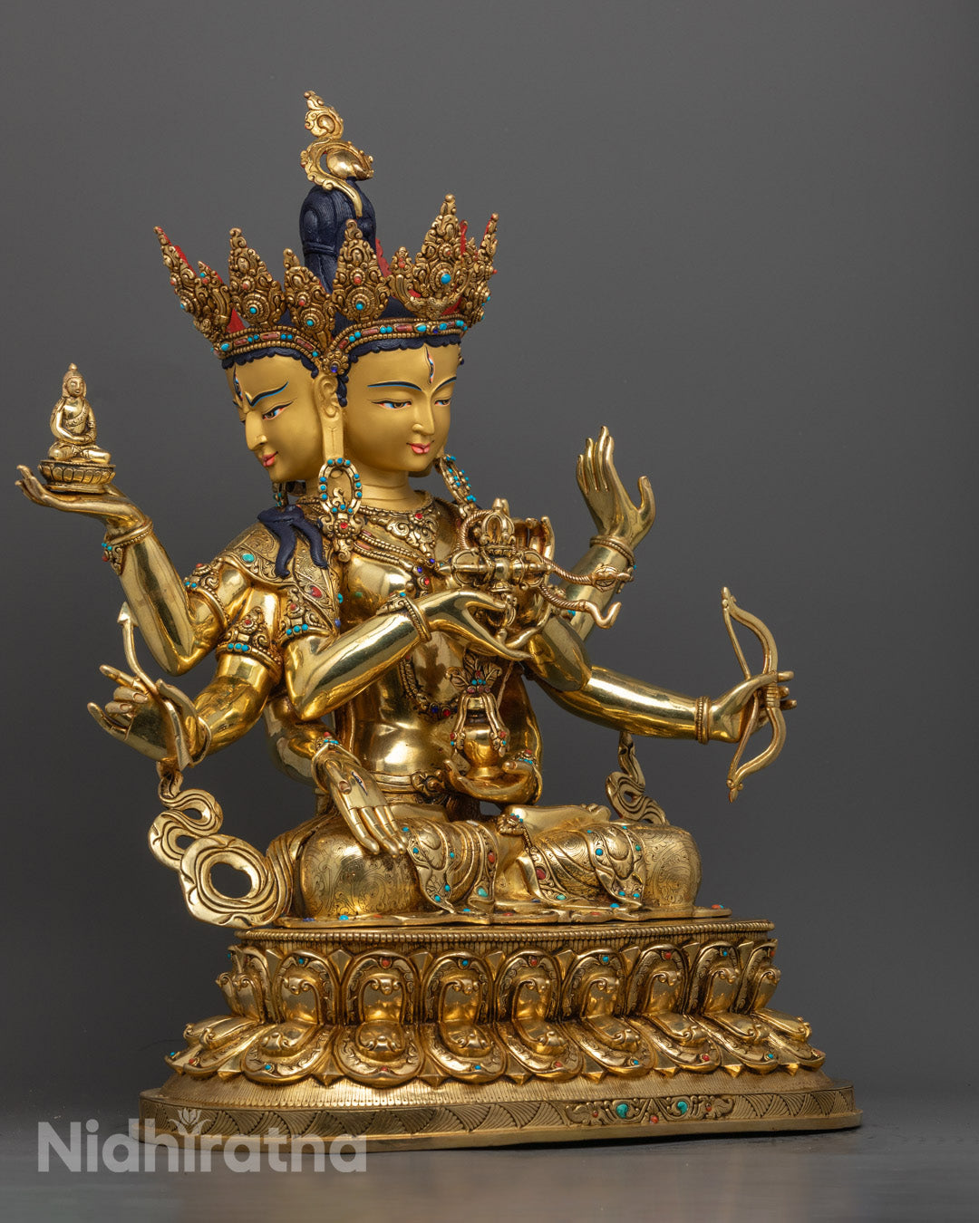 Handcrafted Namgyalma Statue – 24k Gold Gilded Copper Buddha for Eternal Peace