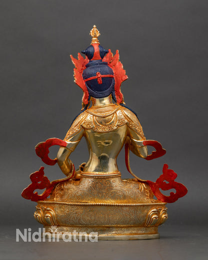 Handcrafted Newari Vajrasattva Bodhisattva statue from Patan, Nepal, using lost-wax casting