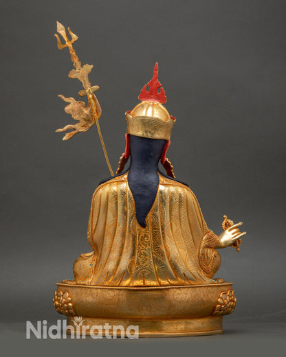 Handcrafted Patan copper Guru Rinpoche statue, traditional lost wax technique