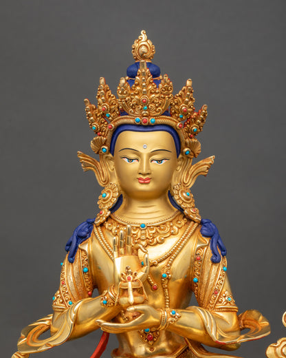 Handcrafted Samantabhadra Bodhisattva sculpture with flowing robes and crown
