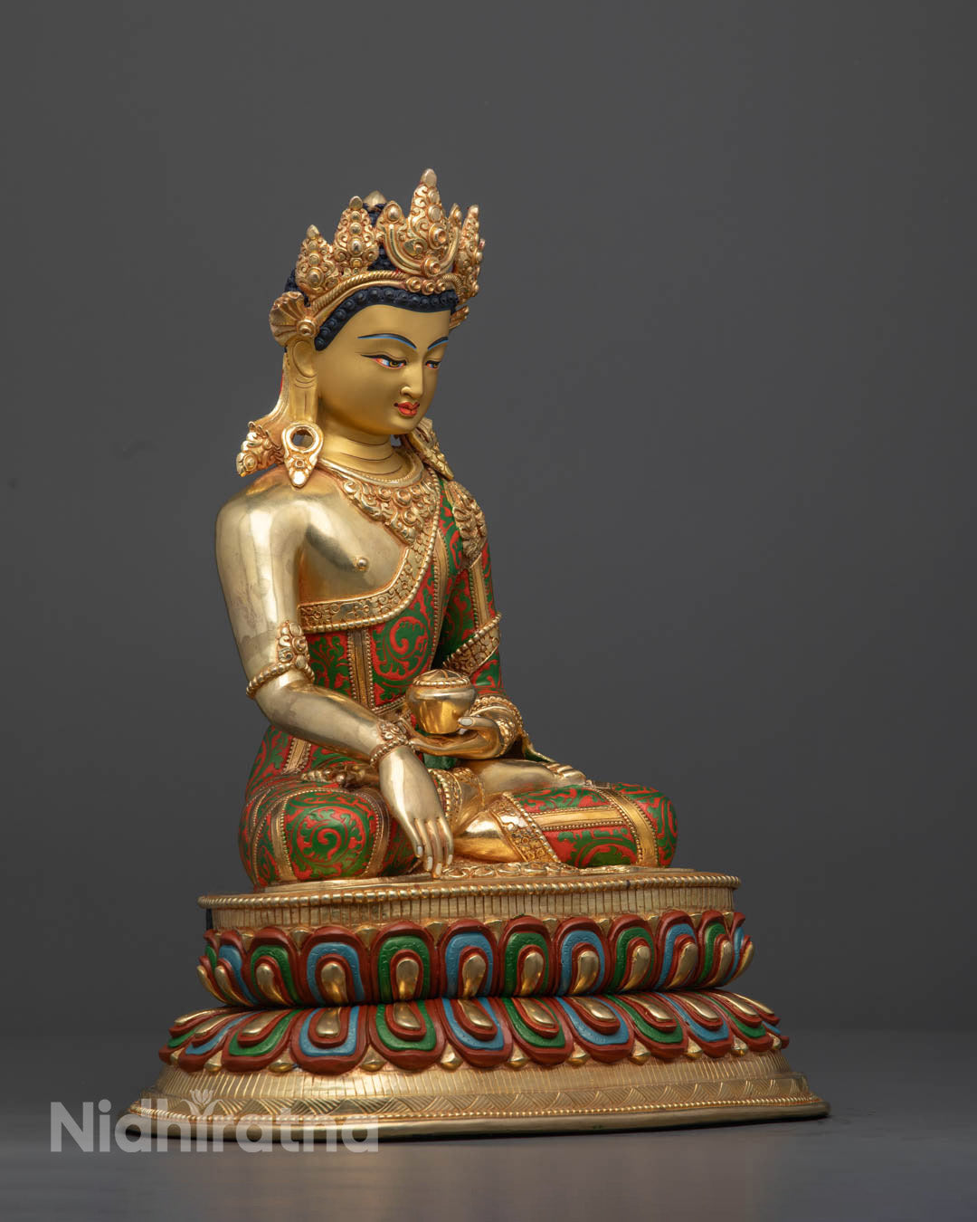 Handcrafted Shakyamuni Buddha Statue - 24K Gold, Lost Wax Method, Nepal