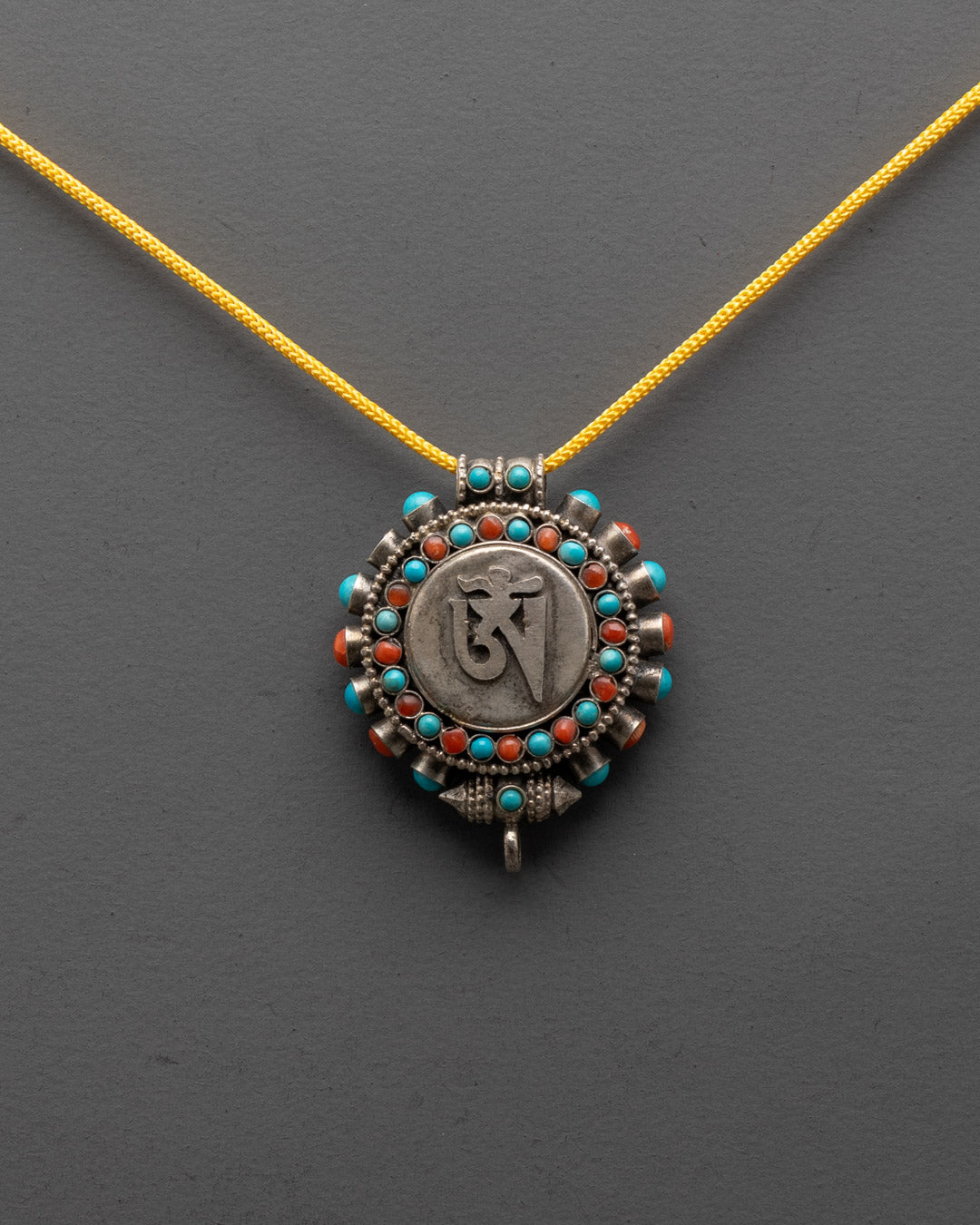Handcrafted Silver Om Locket | Intricately Carved Tibetan Amulet 