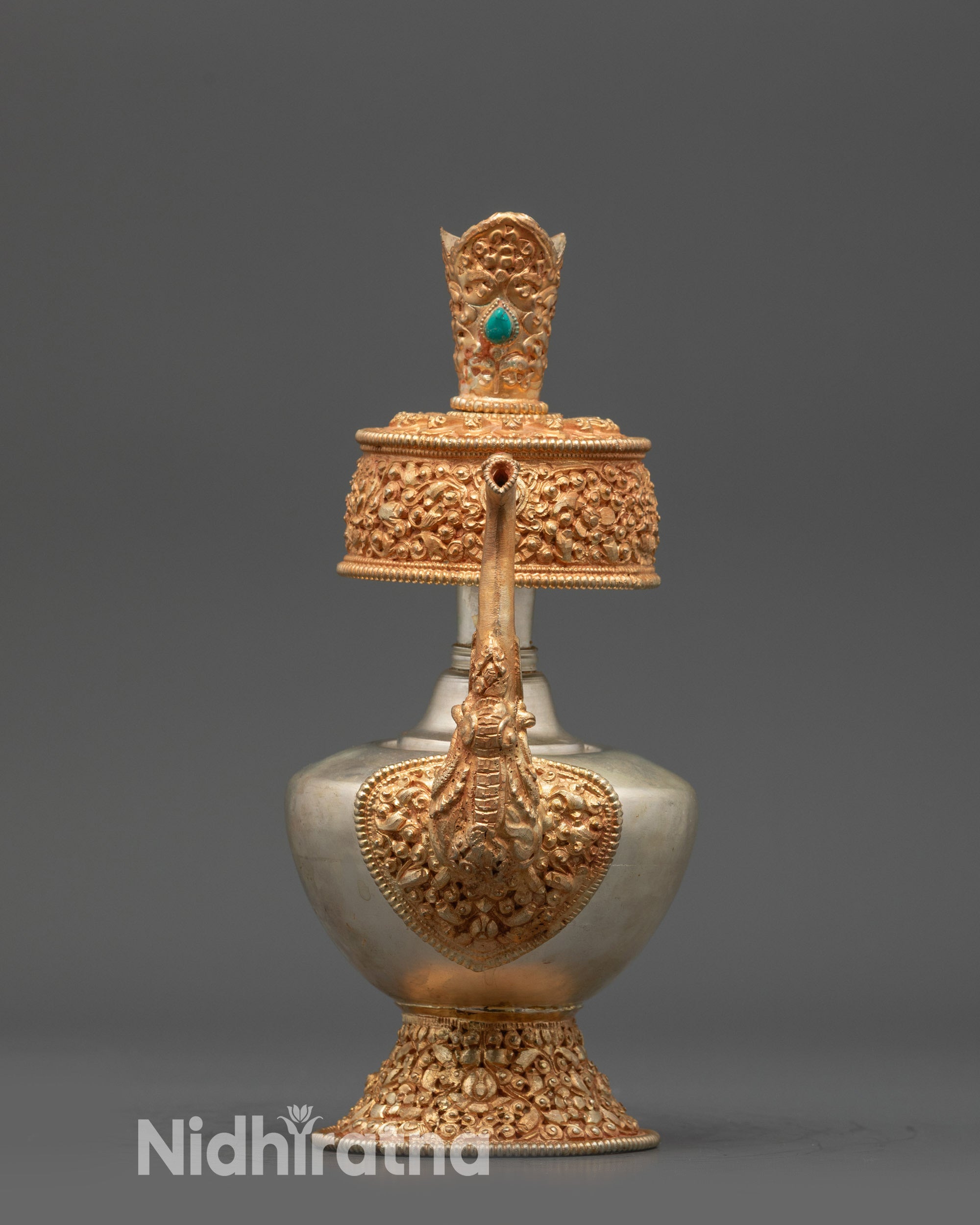 Handcrafted Tibetan Che Gumba Bhumpa Ritual Vessel Front View Nepal
