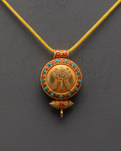 Handcrafted Tibetan Ghau Pendant Vishwa Vajra Locket 
