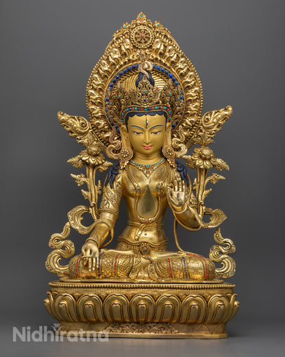 Handcrafted White Tara Statue from Nepal