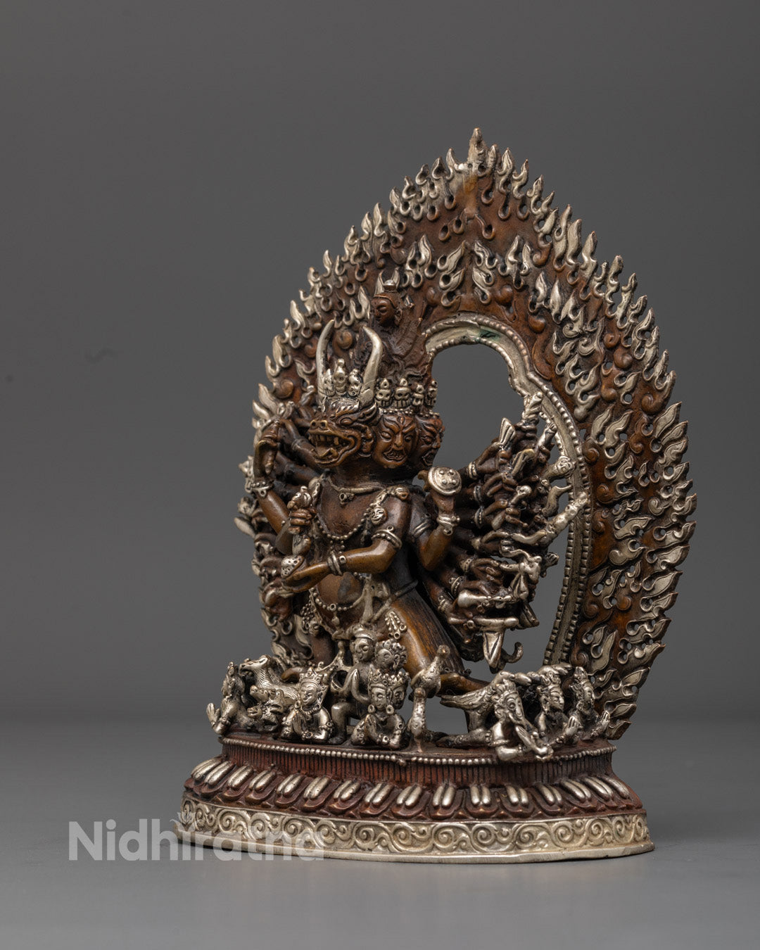 Handcrafted Yamantaka Buddha Statue in Oxidized Copper – Symbol of Death Conquest and Wisdom