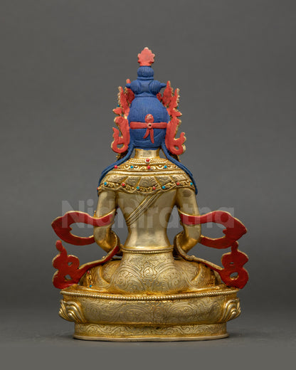 Handmade Amitayus Buddha statue for altar, symbol of long life and vitality