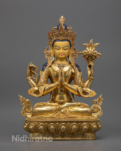 Handmade Chenrezig Sculpture | Traditional Himalayan Craftsmanship