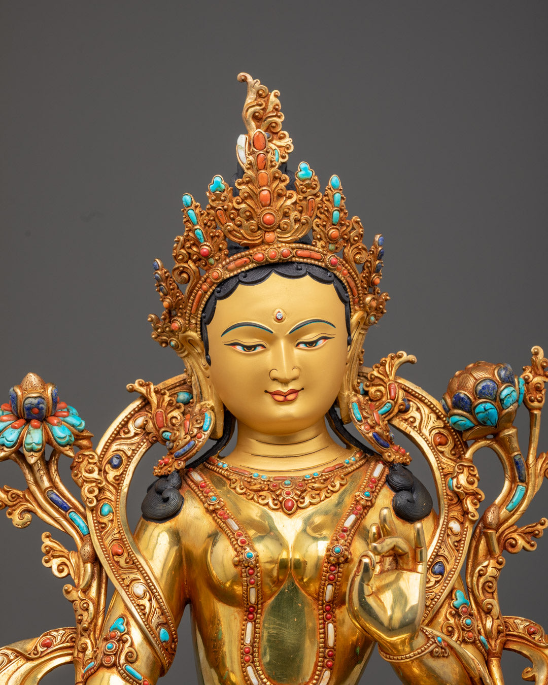 Handmade Green Tara Statue | Sacred Buddhist Art for Protection