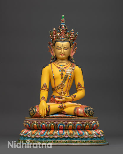 Handmade Mitrugpa Buddha statue 24K gold face copper alloy Bhumisparsha Mudra meditation