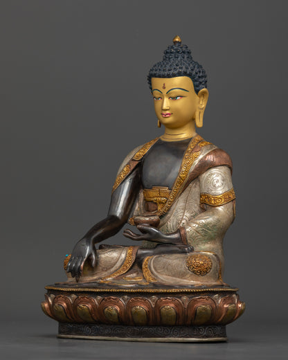 Handmade Sakyamuni Buddha statue, lost wax cast Newari art from Nepal