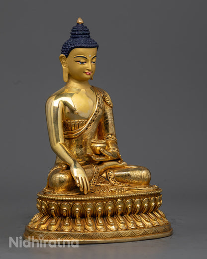 Handmade Shakyamuni Buddha Statue – 24k Gold-Gilded Nepalese Sculpture