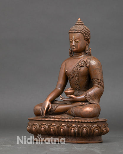 Handmade Shakyamuni Buddha statue by Newari artisan, spiritual home decor
