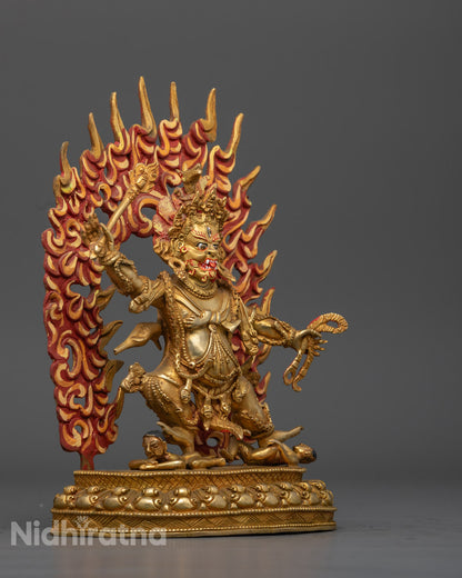 Hayagriva Statue’s detailed Dhoti robe and ornate jewelry, made by Nepalese artisans