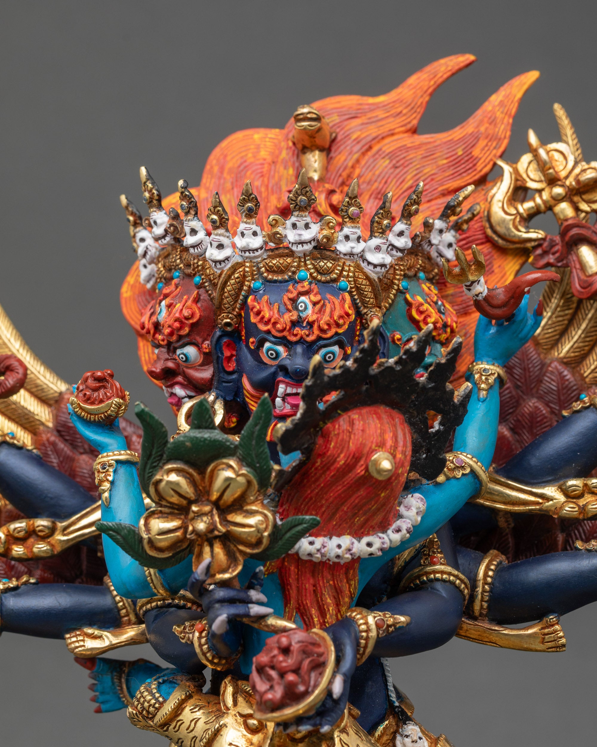 Hayagriva sculpture detailed close up showing union of wisdom and compassion