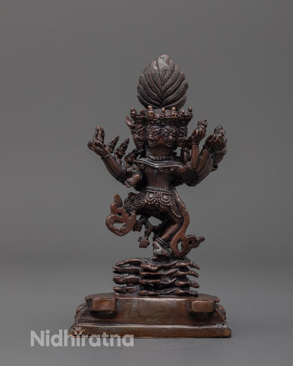Oxidized Copper Hevajra Statue | Fierce Tantric Protector