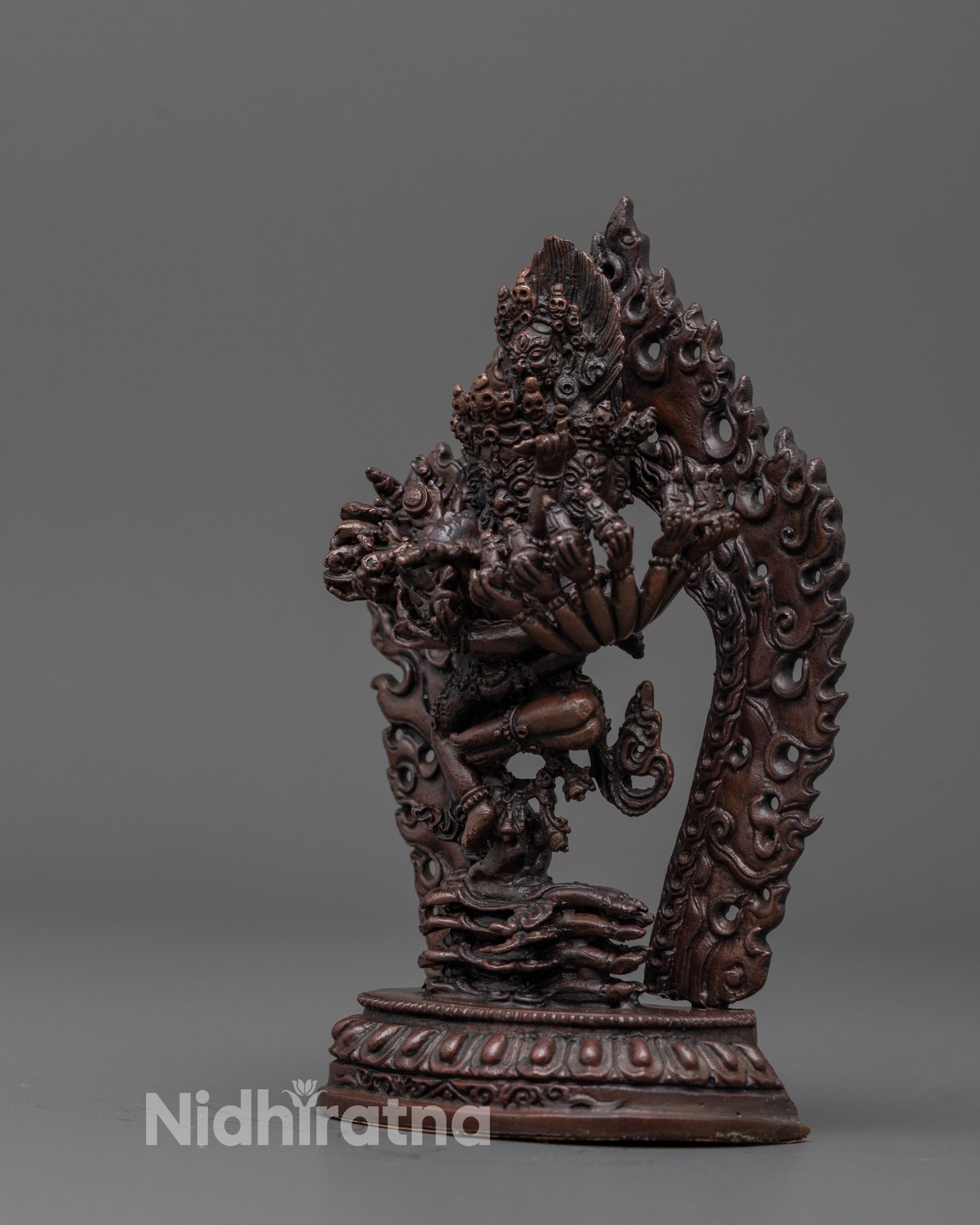 Oxidized Copper Hevajra Statue | Fierce Tantric Protector