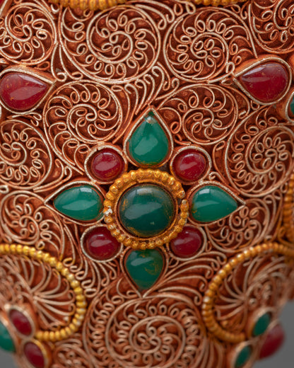 Himalayan Buddhist Flower Vase for Altar and Temple Offerings