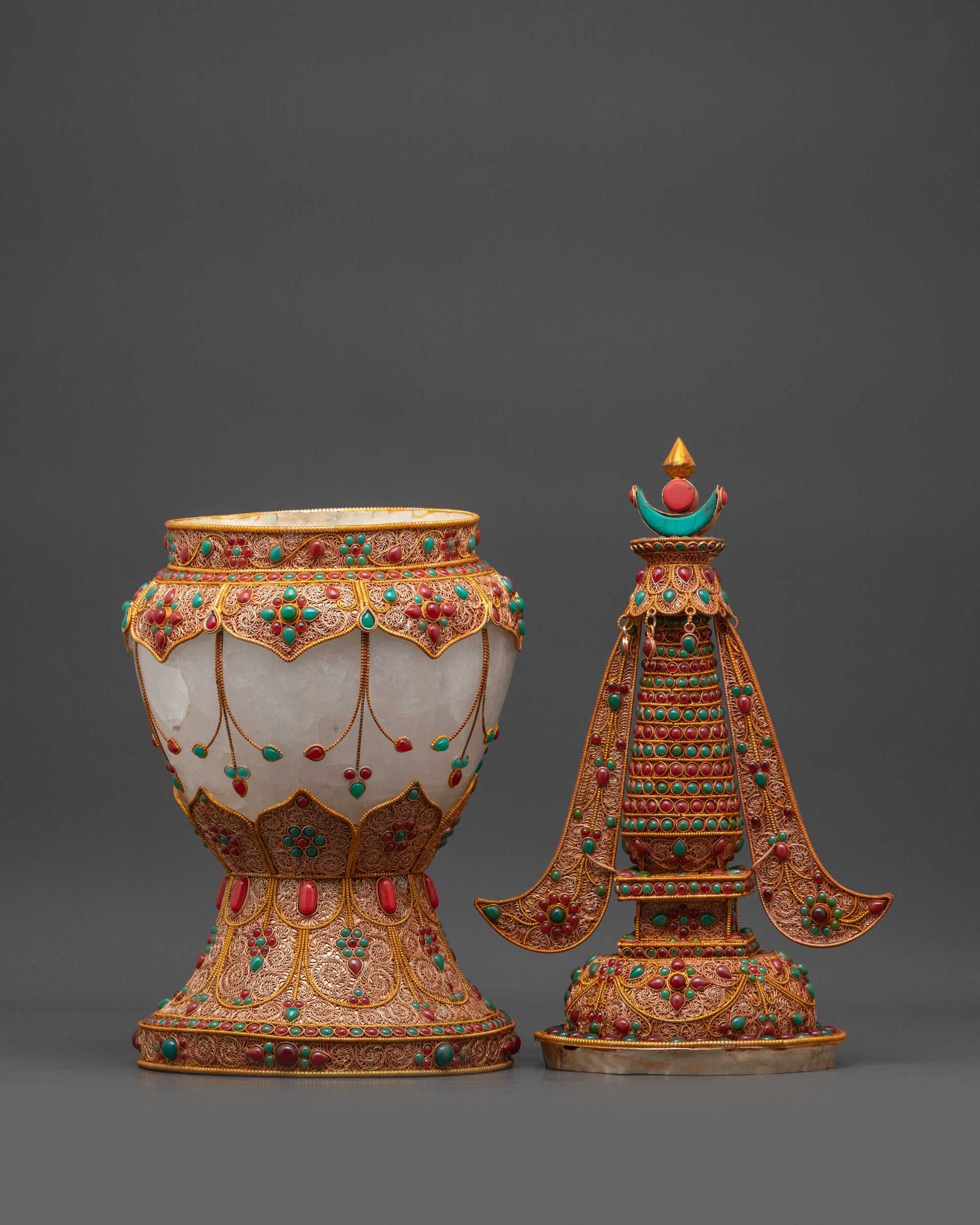 Himalayan Buddhist Shrine Ornament Symbolizing Enlightenment and Peace