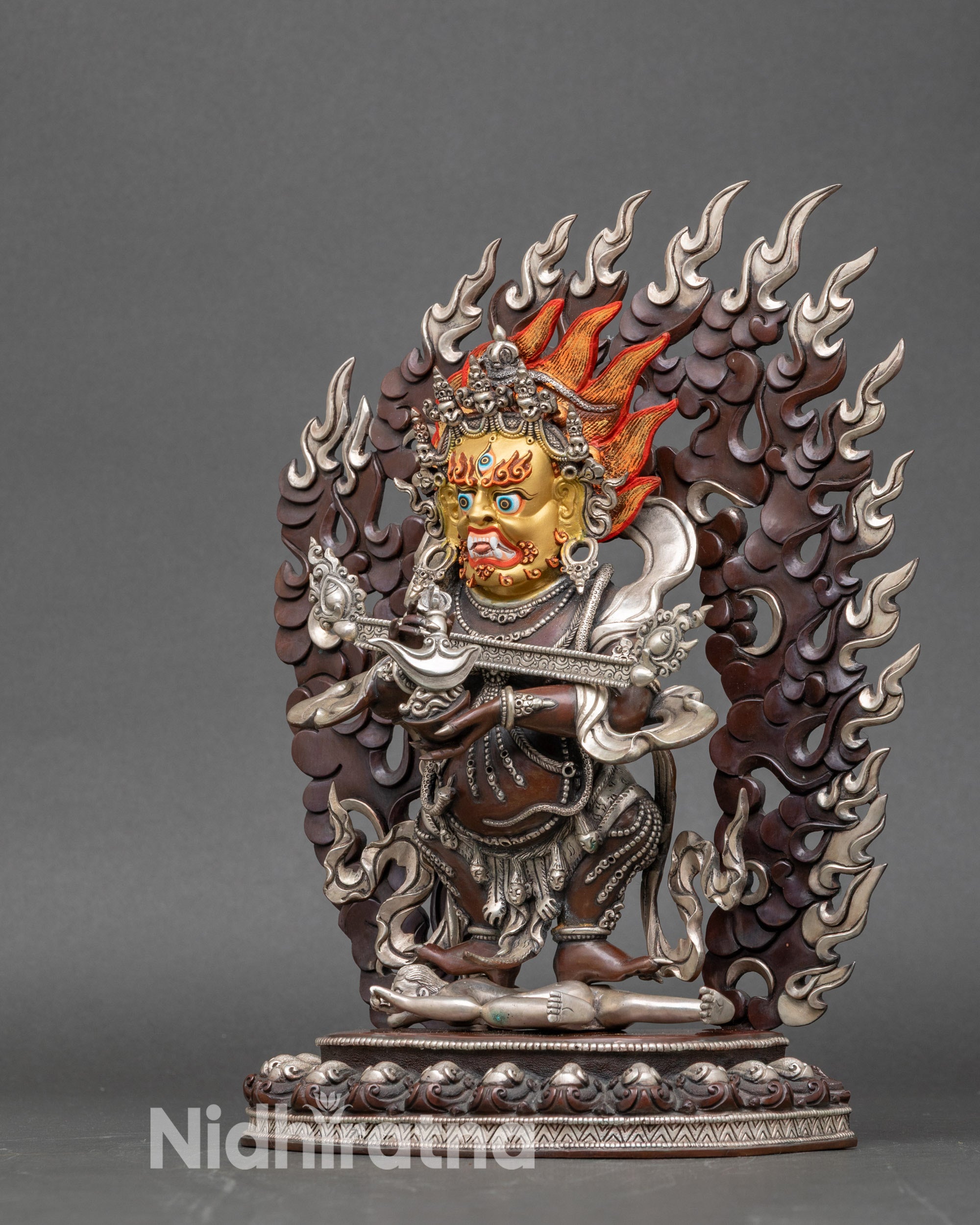 Himalayan Sakya Mahakala protector deity figurine for meditation and ritual offering
