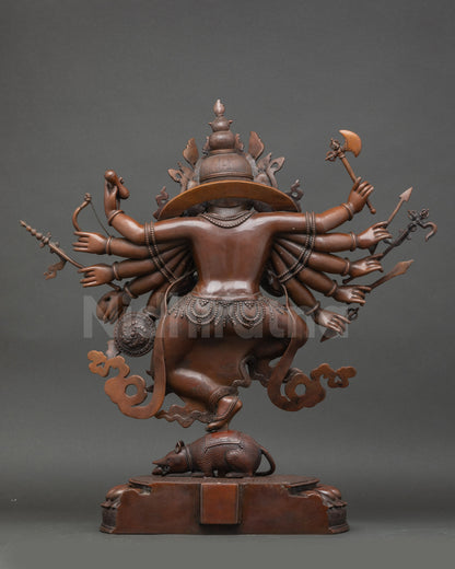Hindu god Ganesh statue, oxidized copper finish, Patan artisan made