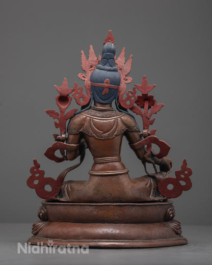 Hollow consecration chamber of Green Tara statue for mantras and relics
