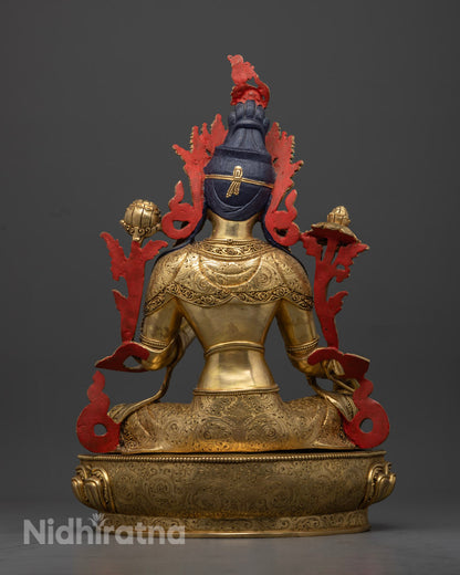 Green Tara Jetsun Dolma Statue | 24K Gold Gilded