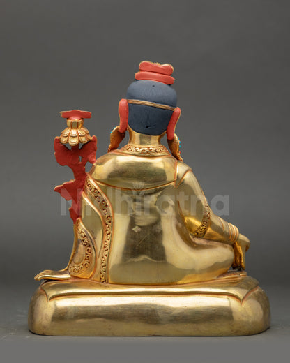 Jigme Lingpa statue gold-gilded copper Tibetan Buddhist master décor