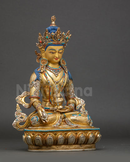 Jizo Ksitigarbha Statue right side view lotus pose Nepalese craftsmanship
