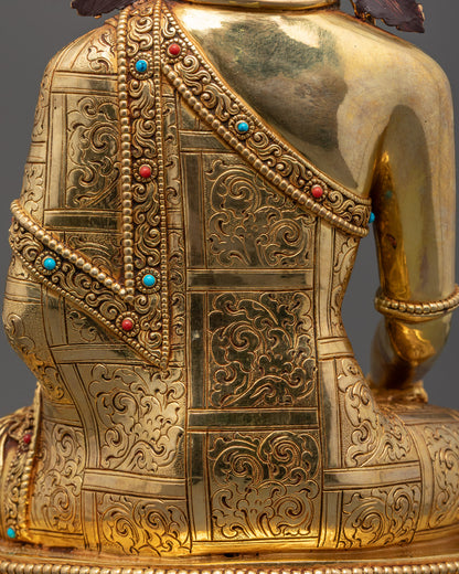 Crowned Shakyamuni Buddha Statue | Handcrafted Nepalese Sculpture