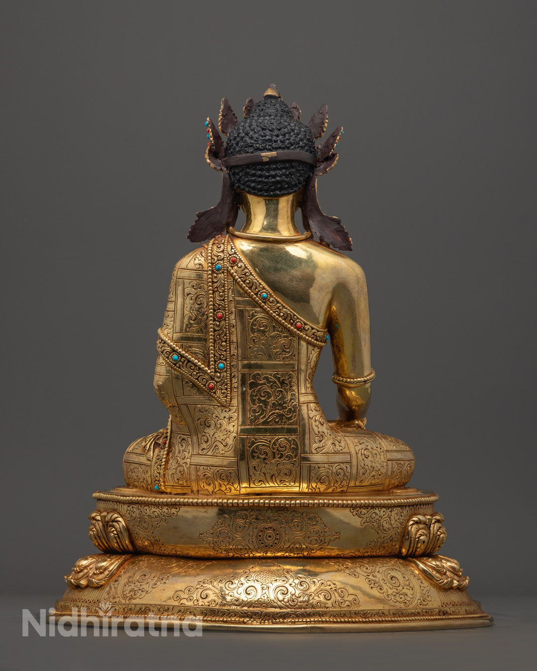 Crowned Shakyamuni Buddha Statue | Handcrafted Nepalese Sculpture