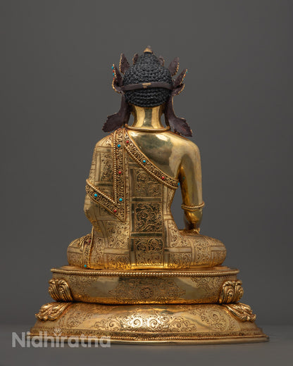 Crowned Shakyamuni Buddha Statue | Handcrafted Nepalese Sculpture