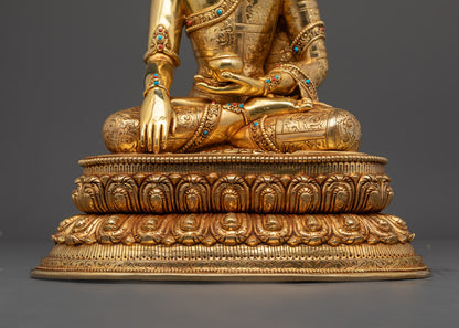 Crowned Shakyamuni Buddha Statue | Handcrafted Nepalese Sculpture