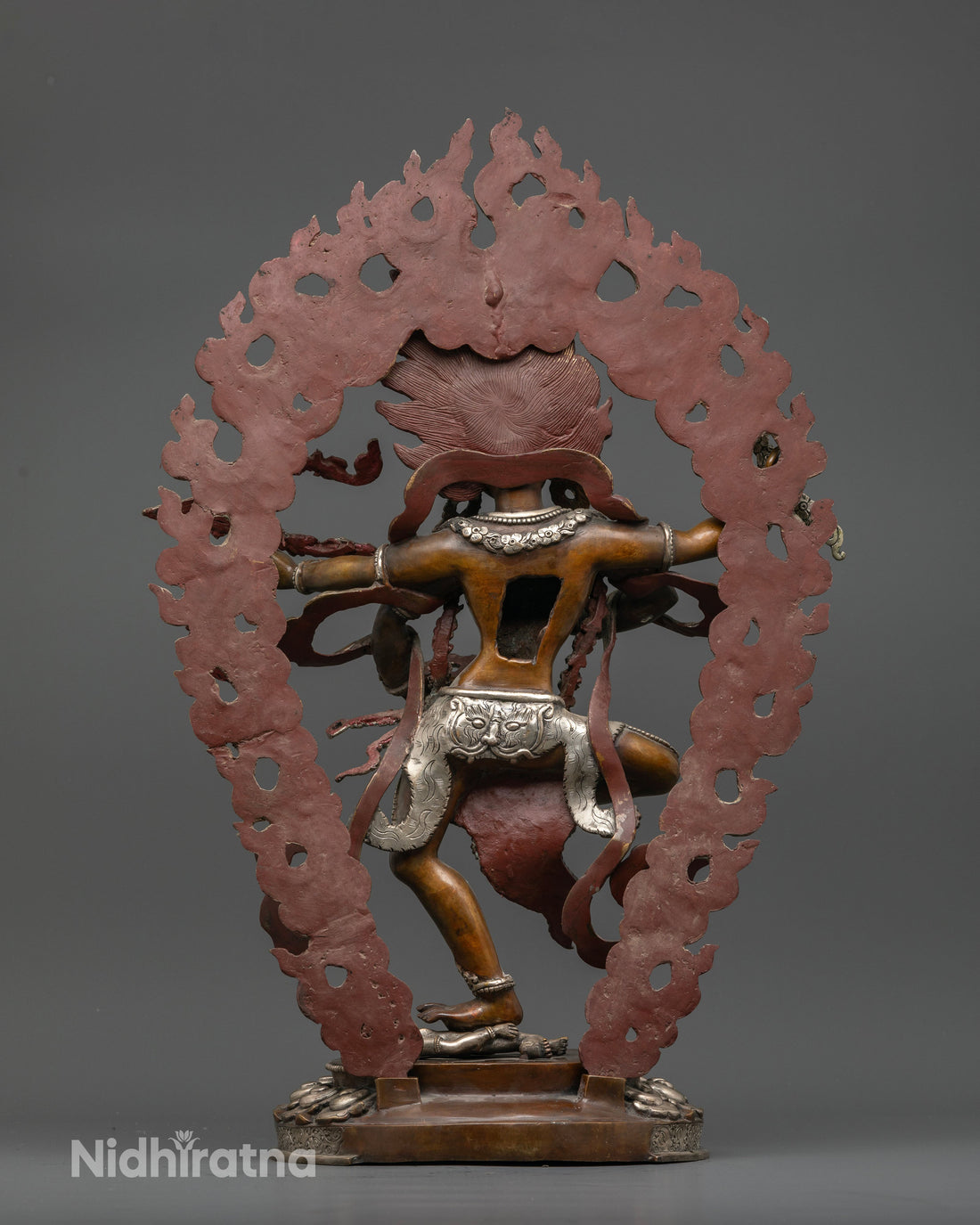 Celestial Charm: Kurukulla Statue in Oxidized Copper and Silver