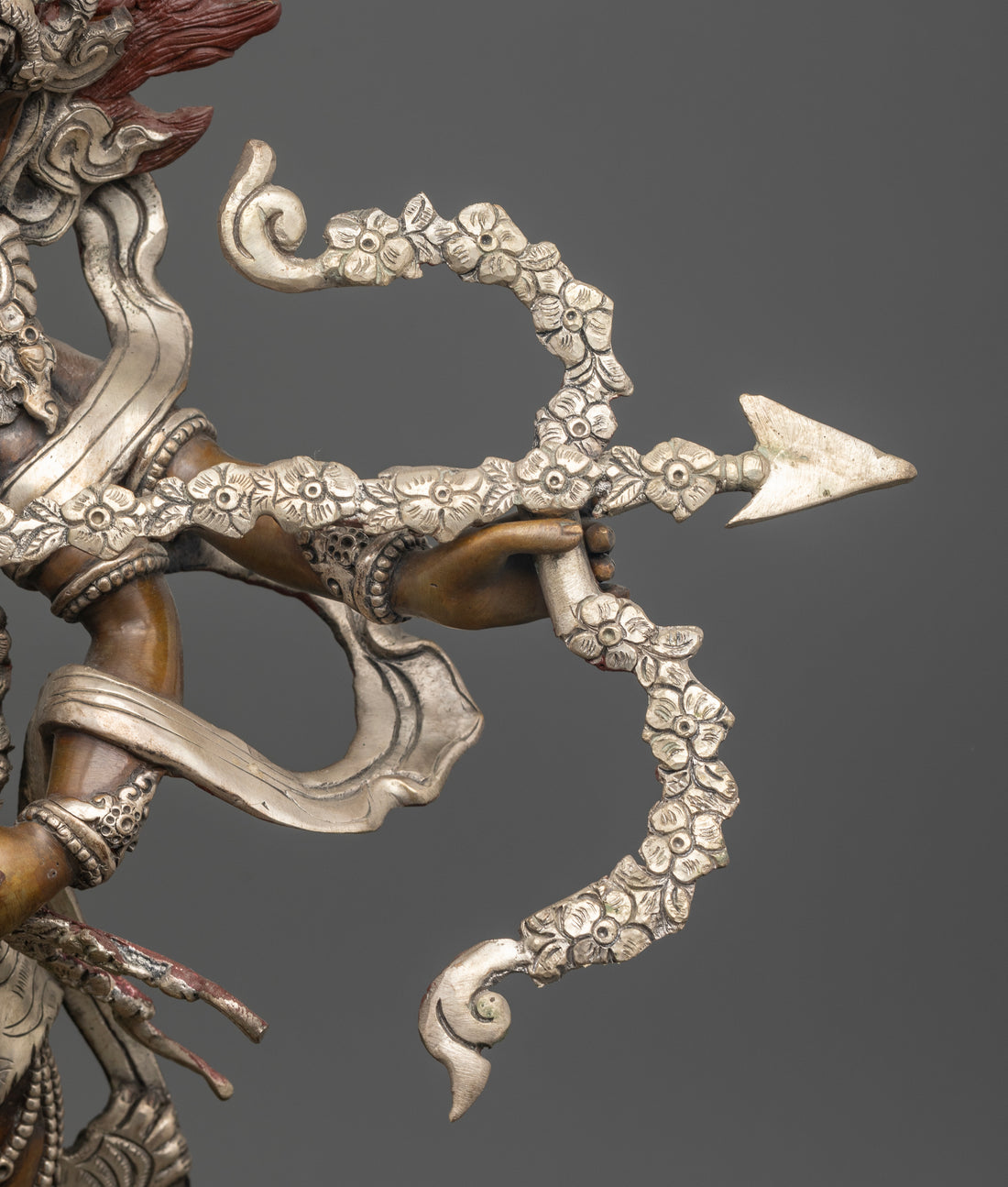 Celestial Charm: Kurukulla Statue in Oxidized Copper and Silver