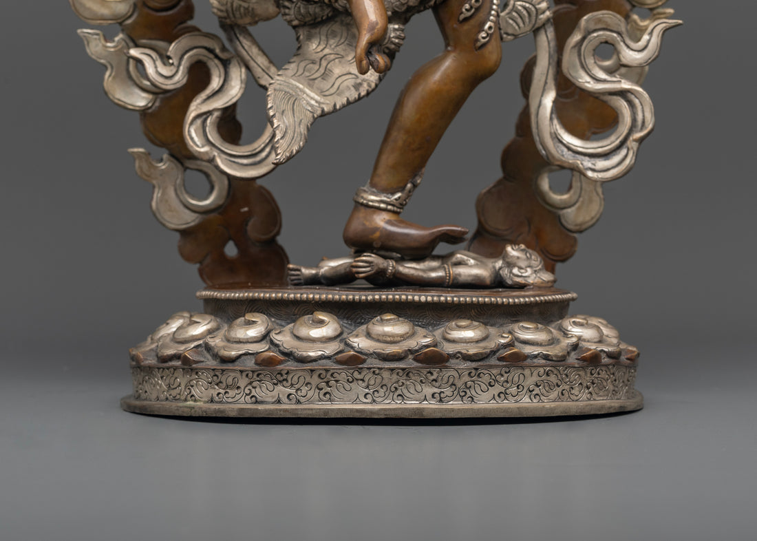 Celestial Charm: Kurukulla Statue in Oxidized Copper and Silver