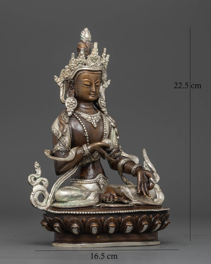 Oxidized 8.8 Inch Kshitigarbha Buddha Statue