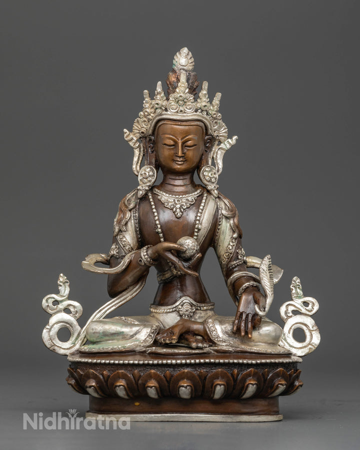 Oxidized 8.8 Inch Kshitigarbha Buddha Statue