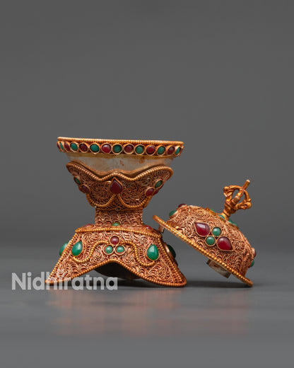 Tibetan Kapala Set | Skull Offering Cups for Buddhist Tantric Altars
