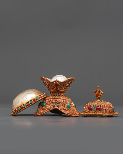Tibetan Kapala Set | Skull Offering Cups for Buddhist Tantric Altars