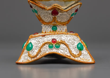 Handmade Silver-Plated Kapala Set | Skull Cups for Vajrayana Rituals