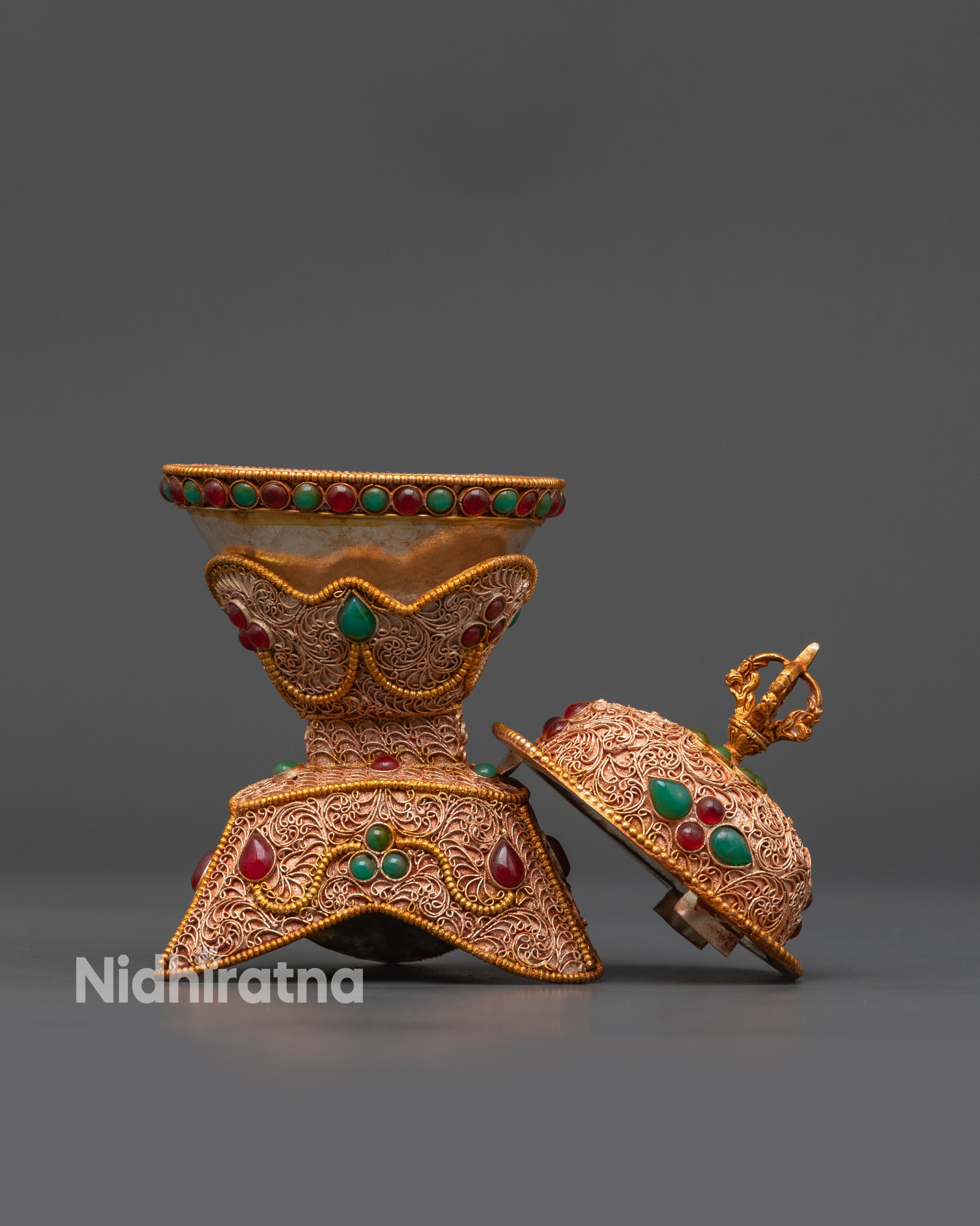 Tibetan Kapala Set | Skull Offering Cups for Buddhist Tantric Altars