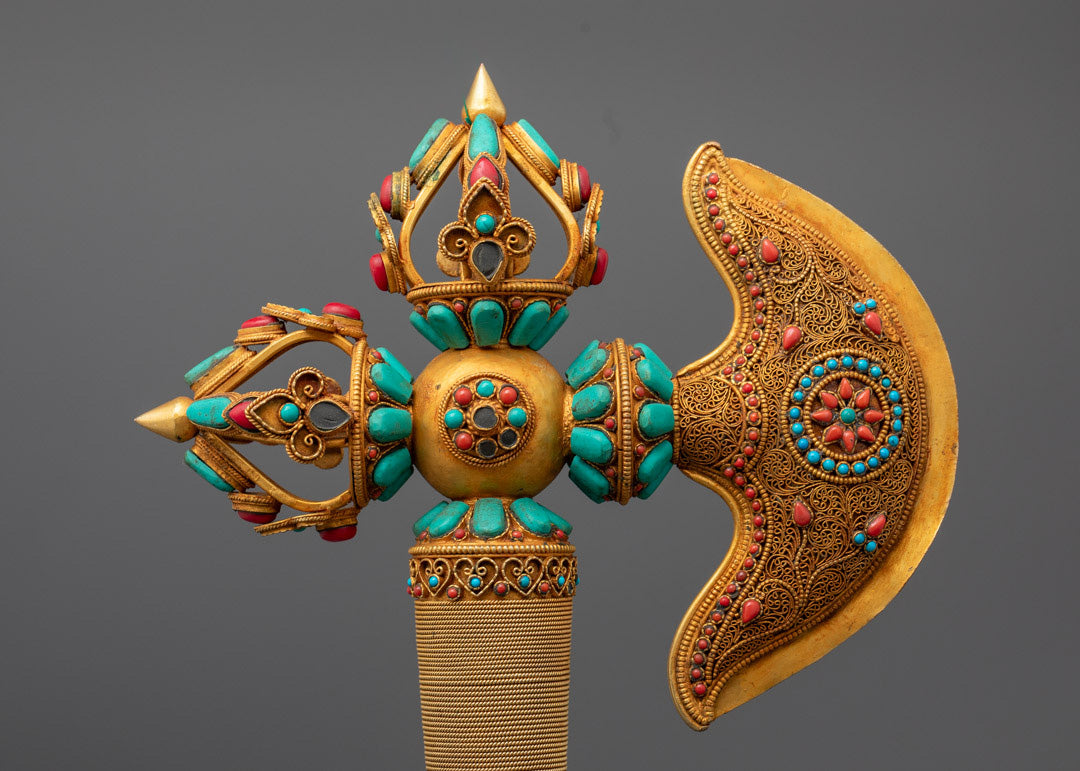 Sacred Kartika Axe for Rituals | Handcrafted Tibetan Buddhist Tool