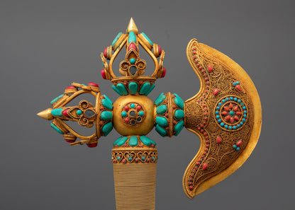 Sacred Kartika Axe for Rituals | Handcrafted Tibetan Buddhist Tool