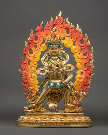 Khorlo Demchog Yab Yum statue holding vajra bell kapala and kartika knife