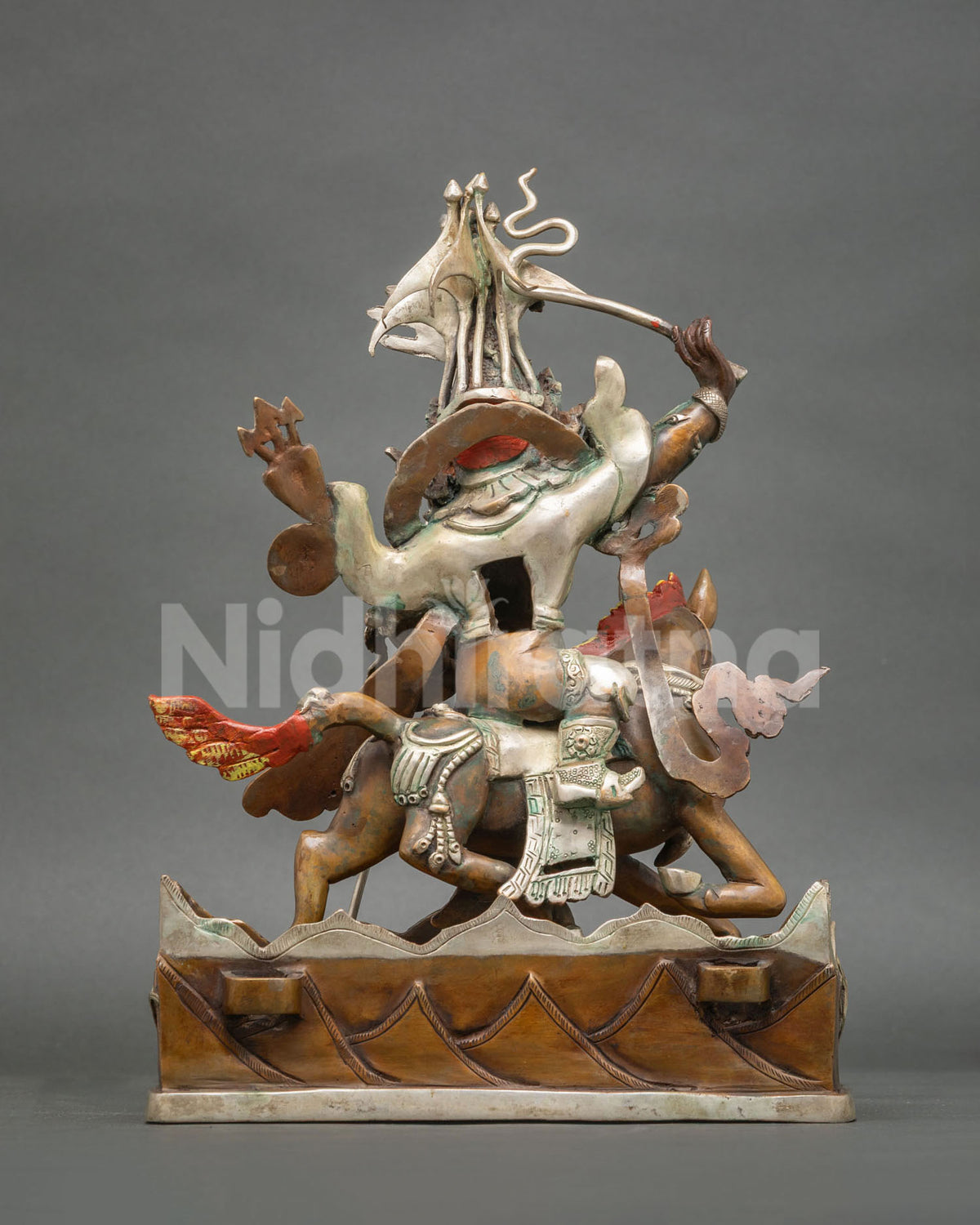 Oxidized King Gesar Statue | Traditional Tibetan Warrior Artwork