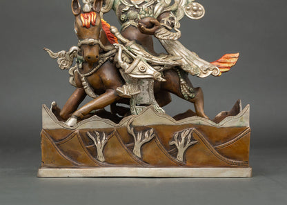 Oxidized King Gesar Statue | Traditional Tibetan Warrior Artwork