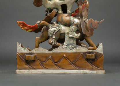Oxidized King Gesar Statue | Traditional Tibetan Warrior Artwork