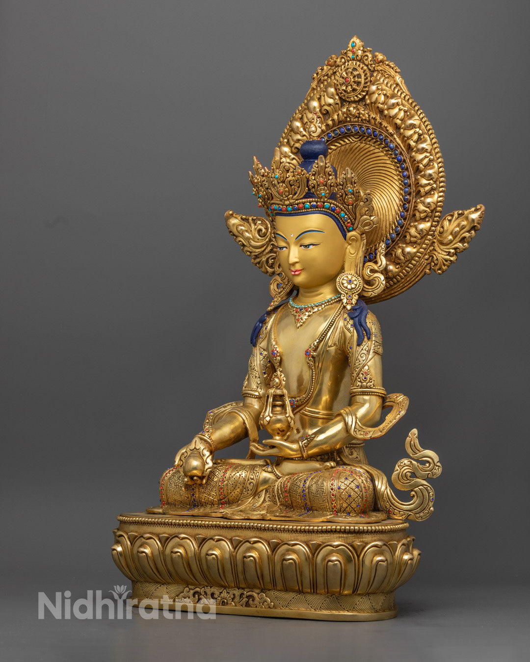 24k Gold Gilded Kshitigarbha Statue from Nepal